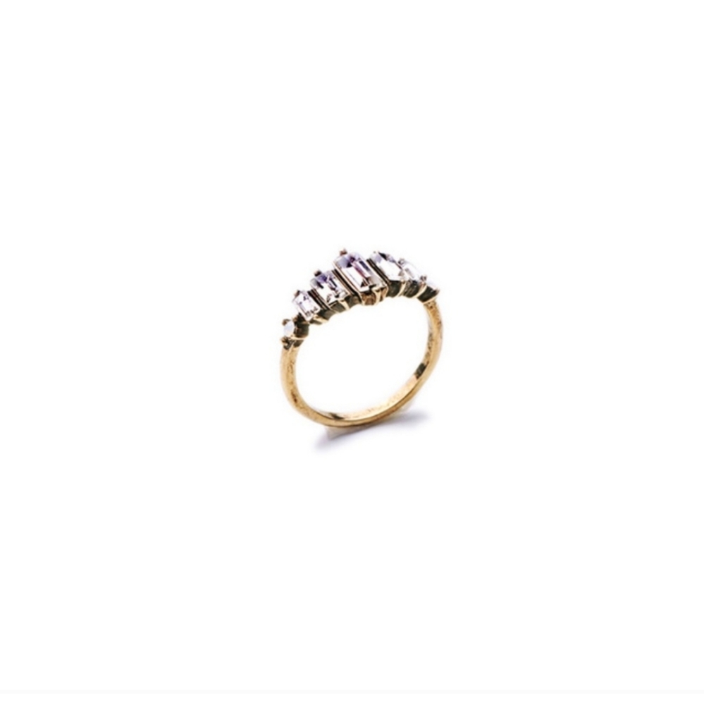Glass Crystal Emerald Cut Statement Ring - Picture 2 of 5